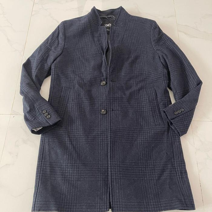 NEW coat Zara men XL (44) kotak biru tua