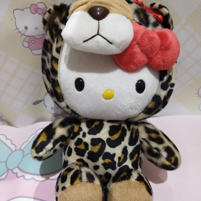 boneka hello Kitty leopard hoodie ori