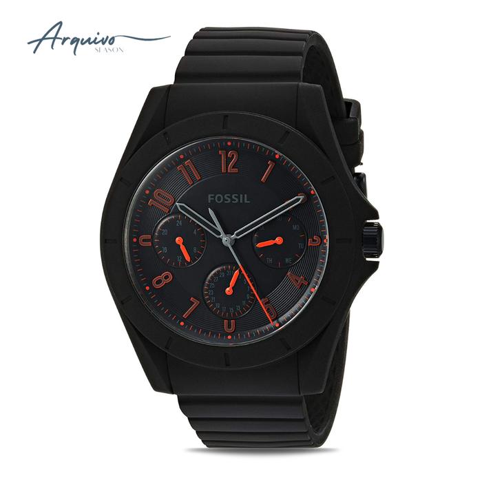 Jam Tangan Pria Fossil Poptastic Chronograph Black Rubber Sporty Casual Original FS5288