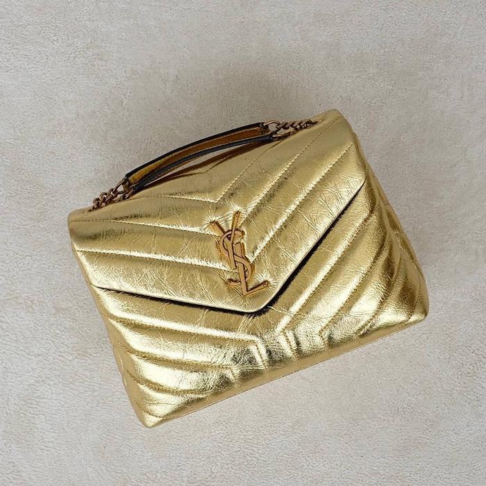 YSL Saint Laurent Loulou Lou Small Shoulder Bag Gold