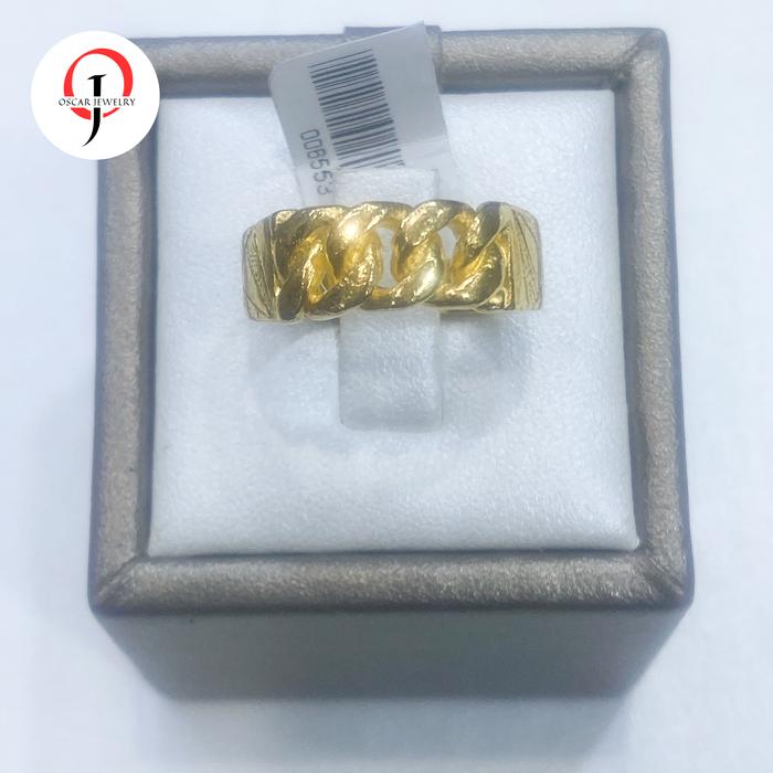 Cincin emas kuning sisik naga rantai 24 karat