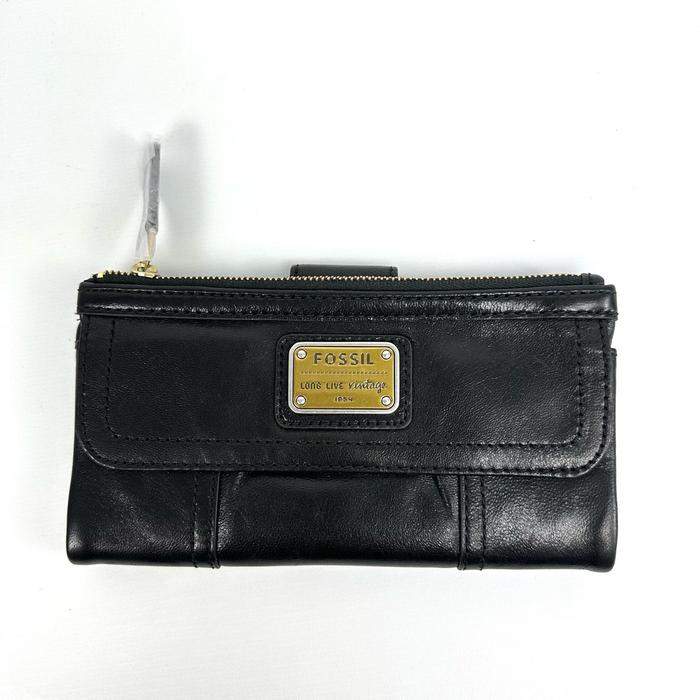 Fossil Emory Wallet Black Leather - Dompet Kulit
