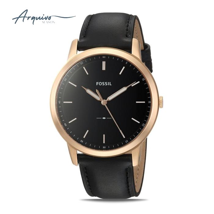 Jam Tangan Pria Fossil The Minimalist Kulit Hitam Casual Original FS5376