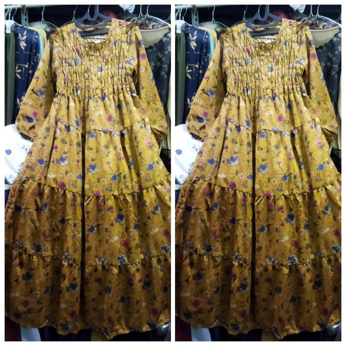 GAMIS ARMANY LD 100- 110 PB 140CM KUNYIT LEBAR MAYUNG KERUT DEPAN