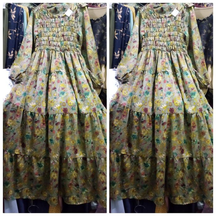 GAMIS PREMIUM KERUT DEPAN LEBAR MAYUNG UMPAK LD 100-110CM PB 140CM.