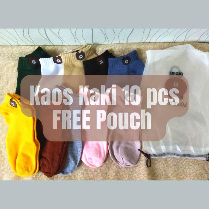 Rumah Wardah Kaos Kaki 10 pcs FREE Pouch Warna Random
