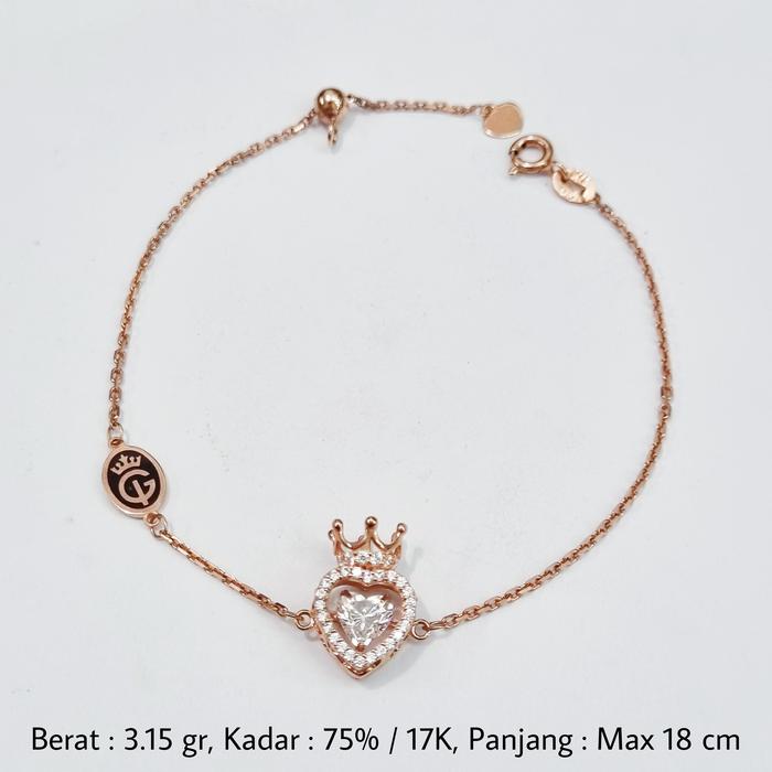 3.15 gr - Gelang Emas Serut Igun Rose Gold Dancing Stone 75% 17K - NF
