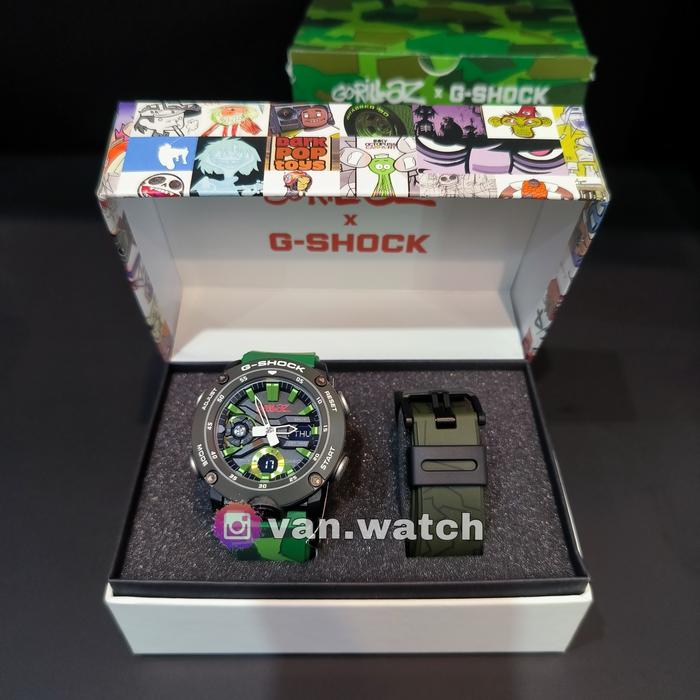 Casio Gshock GA 2000GZ-3A Gorillaz Edition Free Camo Strap Carbon Core