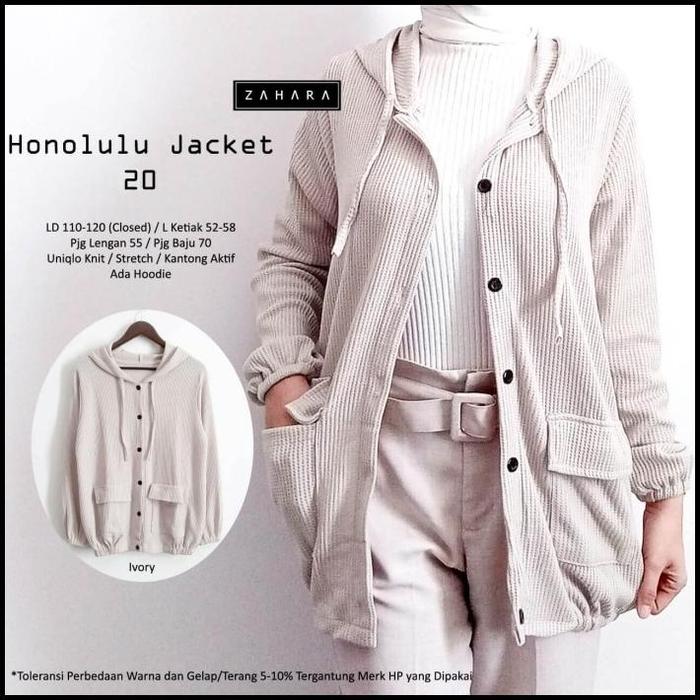 new honolulu jaket wanita kaos rajut halus hoodie modis casual