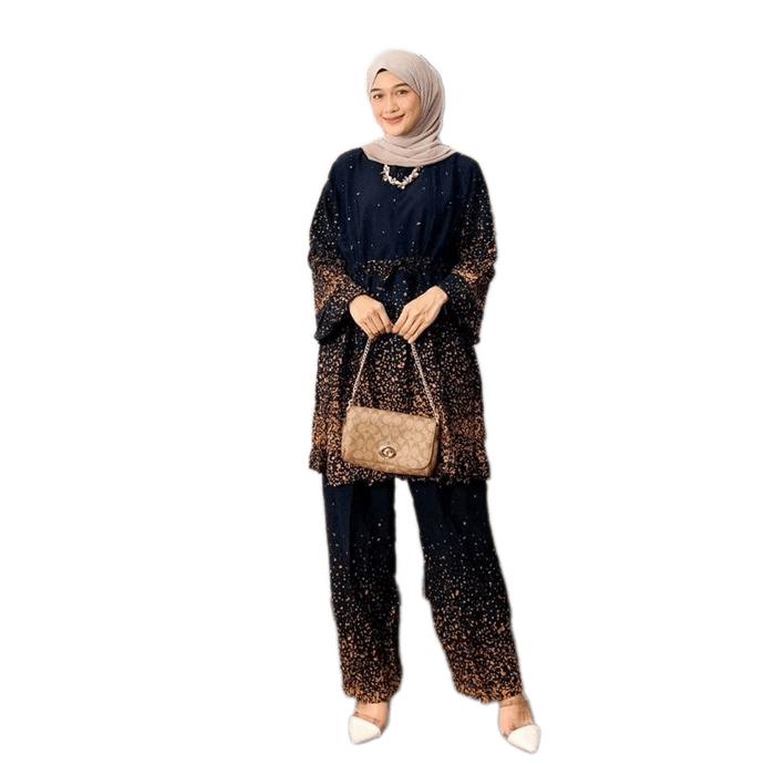 setelan wanita setelan bahan moscrepe baju setelan lebaran 2021 fenita