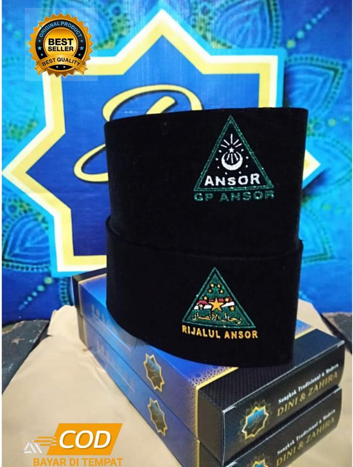Songkok Peci Hitam AC logo Ansor / Rijalul Ansor Tebal dan Nyaman