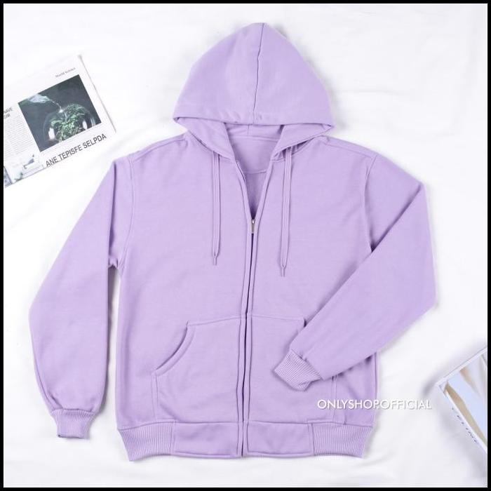HOODIE ZIPPER LILAC/ UNGU MUDA POLOS PRIA DAN WANITA / JAKET / SLETING