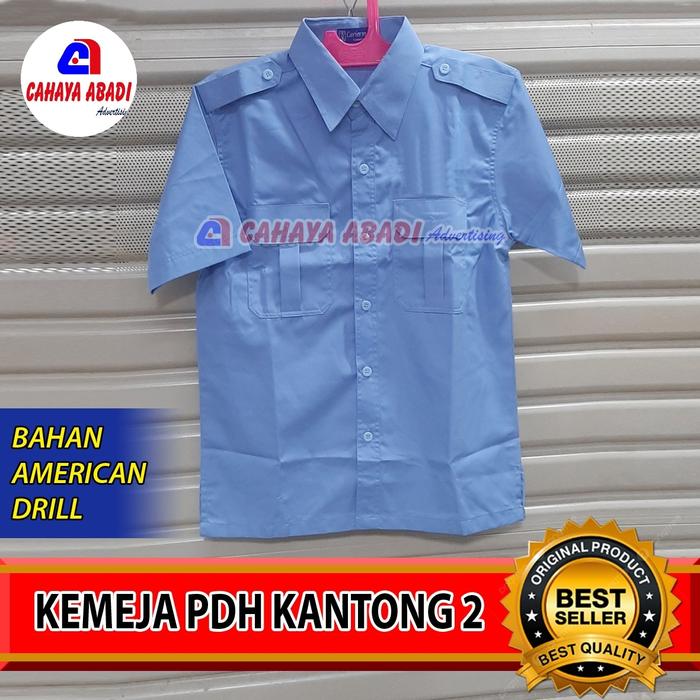 Kemeja PDH Kantong 2 Biru Muda Seragam PDH Kantong 2 Biru Muda