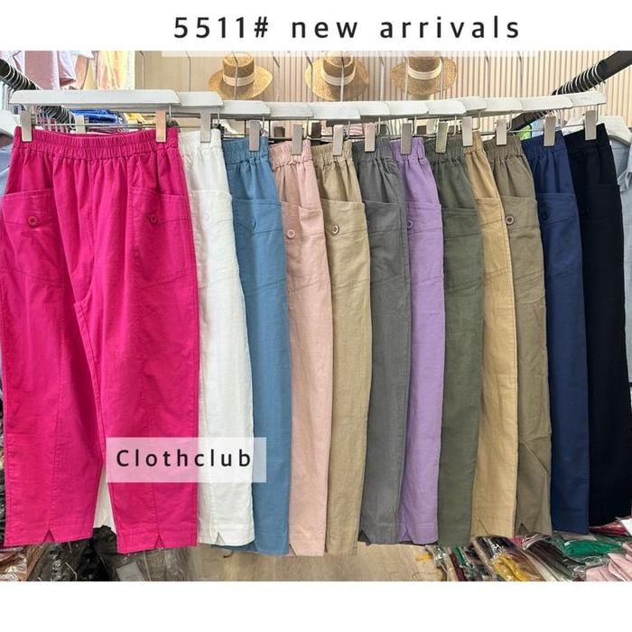 READYSTOCK BUTTON 5511 LINEN PANTS IMPORT BANGKOK / CELANA LINEN MERK