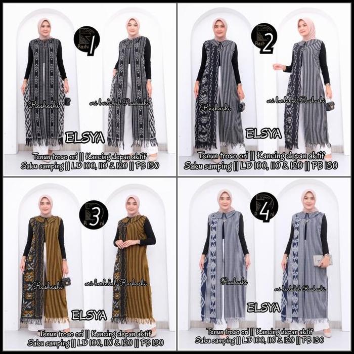 Long outer tenun troso asli jepara cardigan etnic etnik tanpa lengan