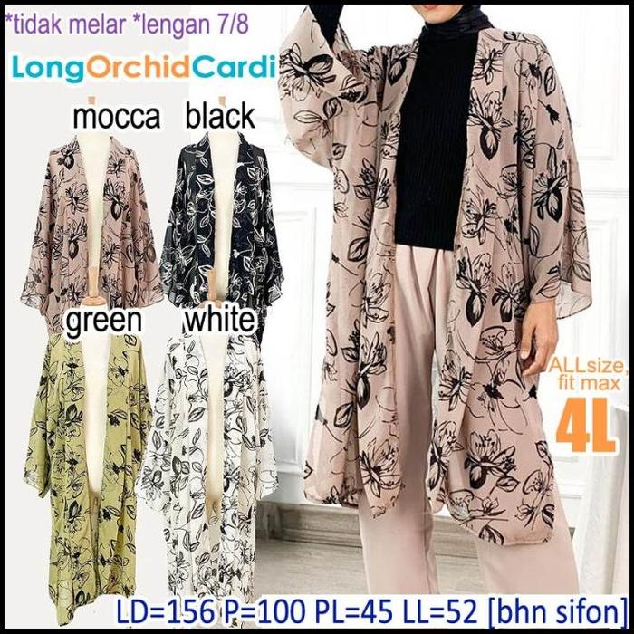 OUTER JUMBO, LD 156. LONG ORCHID CARDI, MIDI, BIG SIZE. XXXXL. SIFON