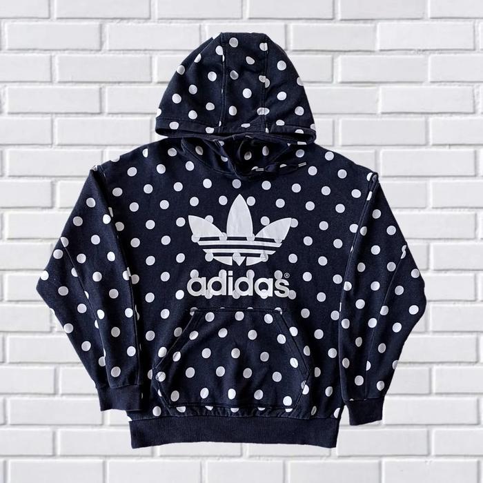 HOODIE ADIDAS TREFOIL POLKADOT, SIZE M (SECOND BRANDED) HITAM, HD0057