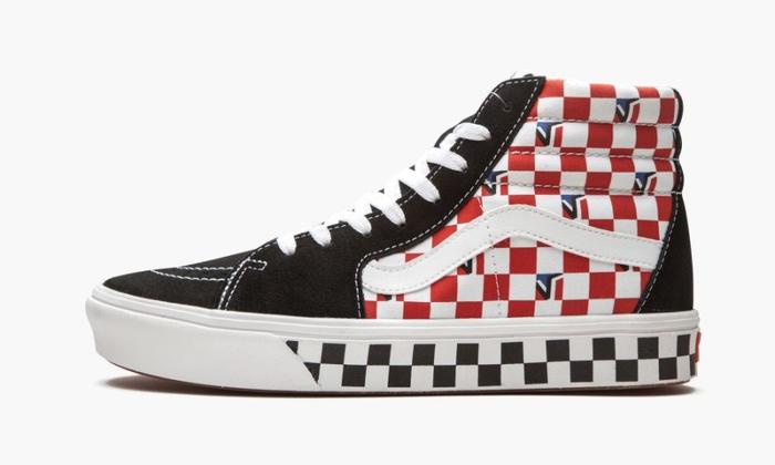 VANS SK8 HIGH COMFYCUSH DIMENSION BLACK RED BLUE CHECKER ORIGINAL RESM