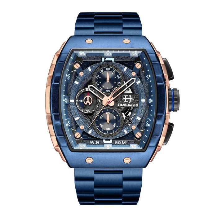 Jam Tangan Pria Original Evans Jayden 9554-1 Water Resist Stainless Kaca Saphire