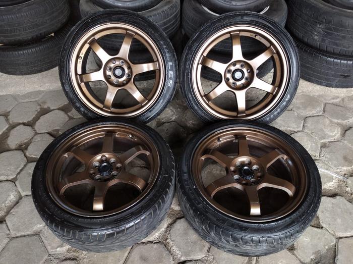 pelek racing seken te37 ring 17 lubang 4x100/114 ban 205 45 r17 ach