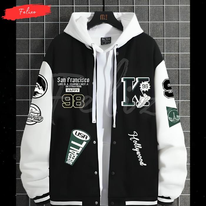 Varsity Kupluk Jaket Anak Unisex Sablon SAN FRANCISCO 98 INISIAL K