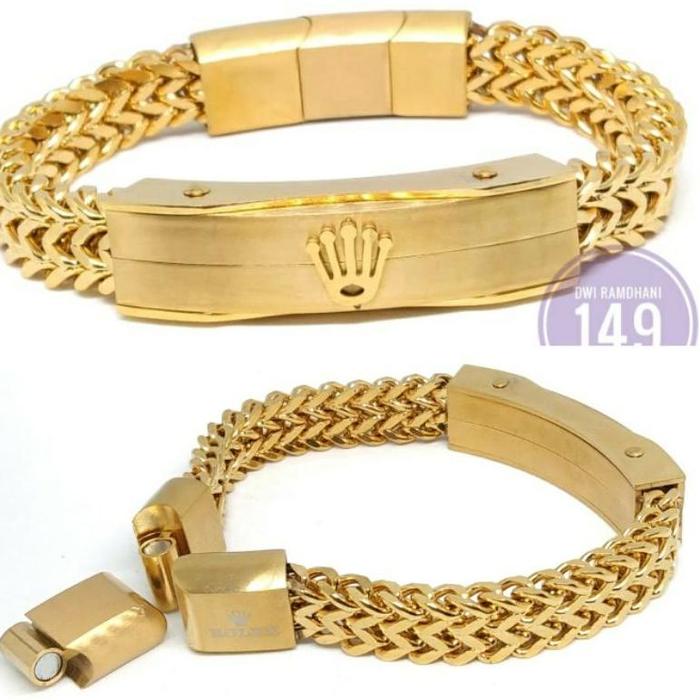 Gelang Titanium Pria ROLEX model Rantai ZIGZAG Anti karat