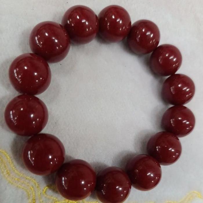 gelang mustika marjan darah delima merah polos 15 mm