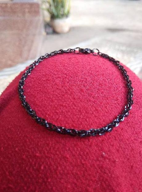 Gelang Pria Wanita Rantai Kecil Titanium Hitam Black
