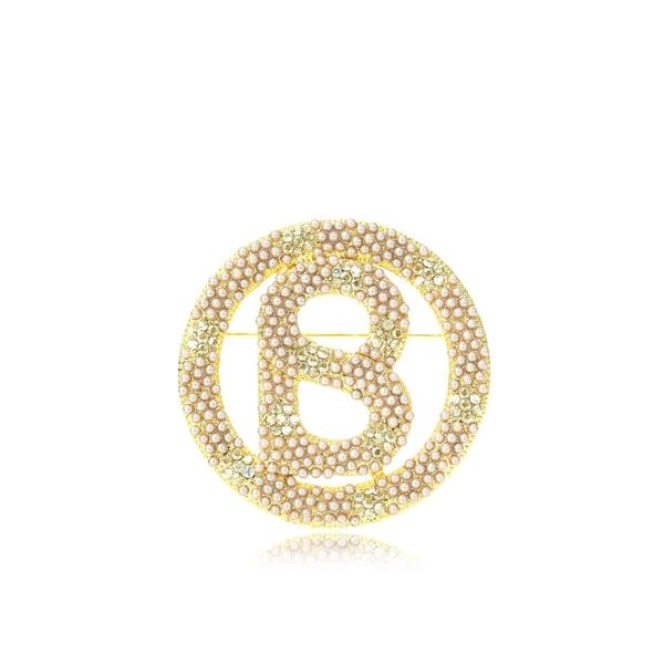 BUTTONSCARVES Luxe Big Round Pearl Brooch - Bronze