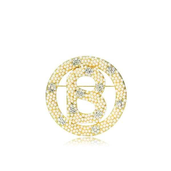 BUTTONSCARVES luxe Big Round pearl Brooch - White