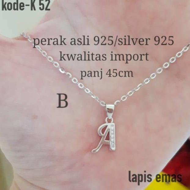 Kalung huruf A perak asli 925 perak 925 kalung perak asli kalung murah