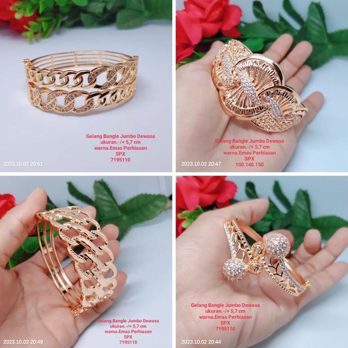 Gelang Jumbo Mewah Perhiasan Aksesoris Lapis Emas Titanium Xuping