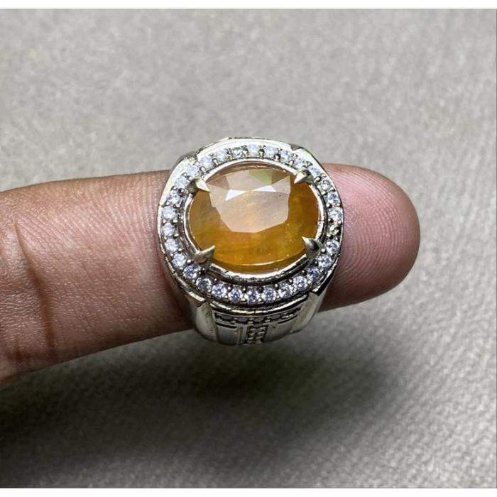 cincin batu yellow safir yakut natural yellow sapphire corundum13.5*10