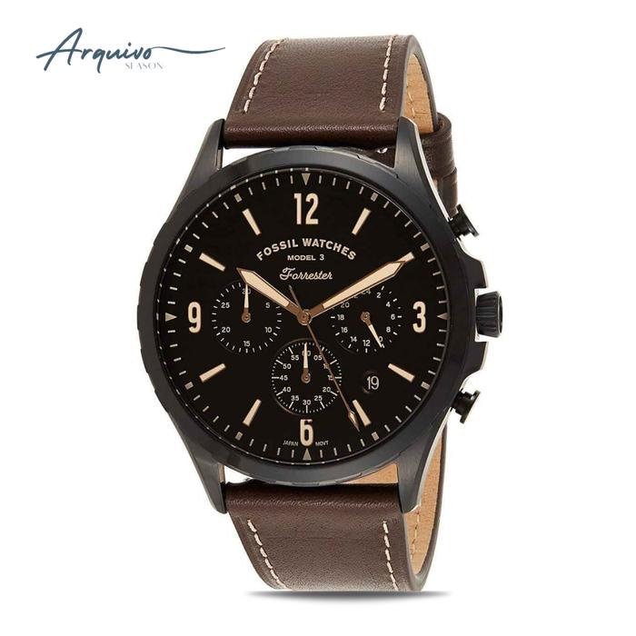 Jam Tangan Pria Fossil Forrester Chronograph Kulit Mewah Casual Original FS5608