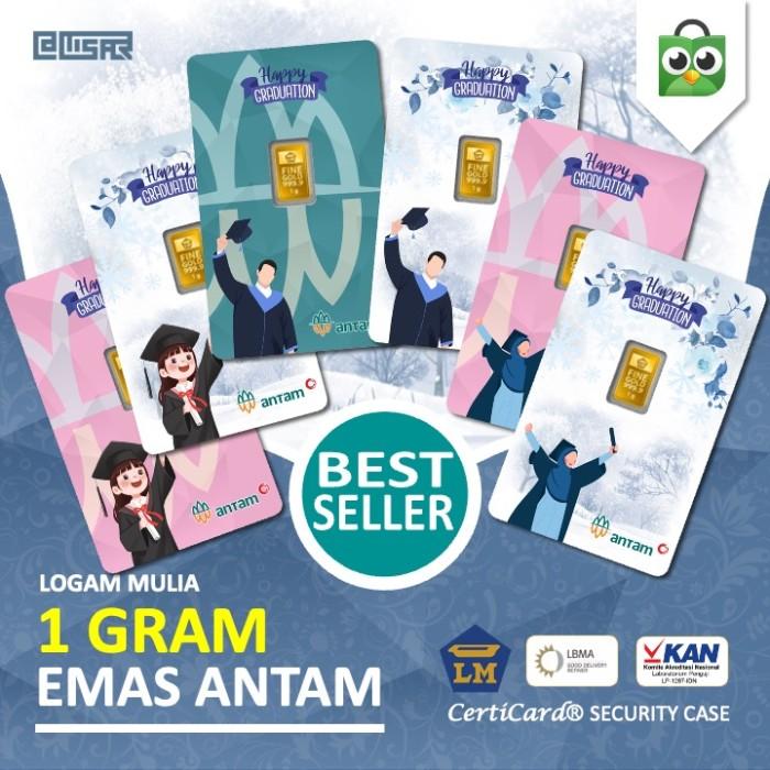 LM Logam Mulia Emas Antam 1 gram gr Gift Kado Wisuda Happy Graduation