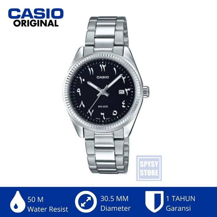 Jam Tangan Wanita Casio Arabic Ltp-1302d-1b3 Original Rantai Stainless