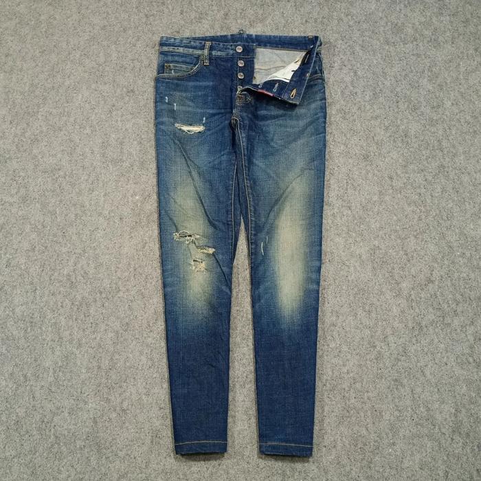 celana slim fit jeans panjang pria DSQUARED2 size 30 second ripped