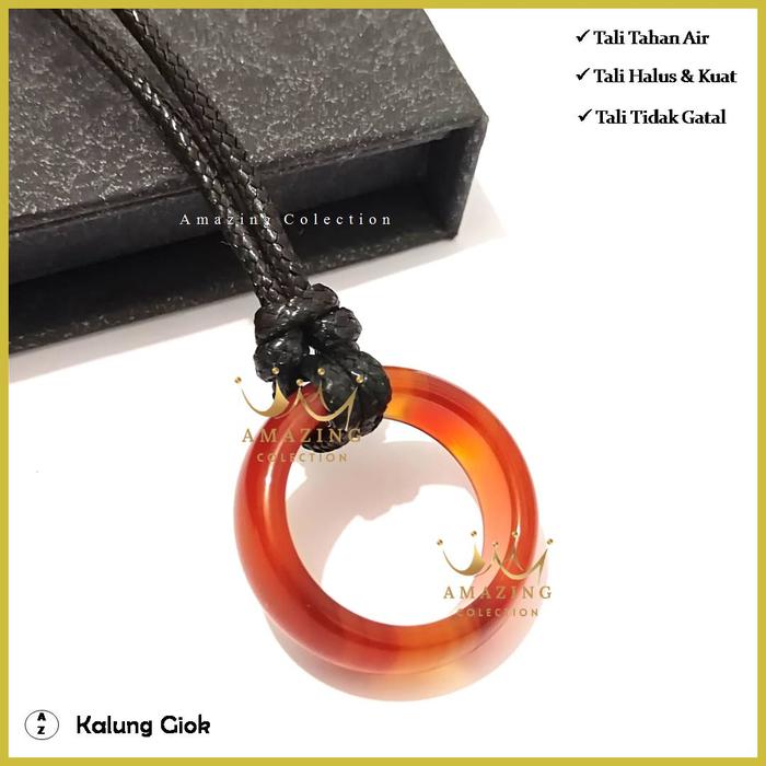 Kalung Giok Pria Keren Terbaru Tali Merah Korea Liontin Giok Cincin