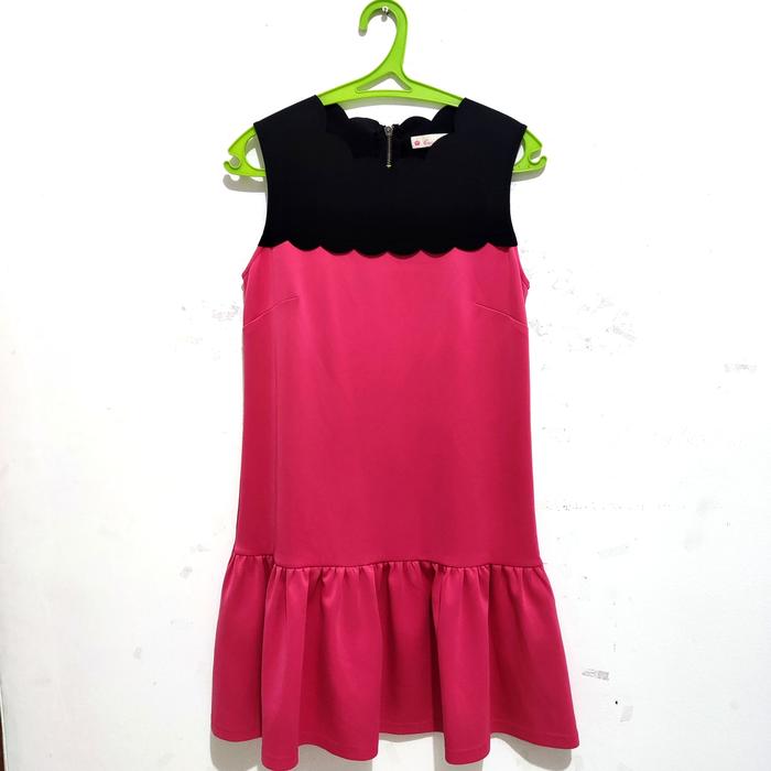 Mini dress wanita merah hitam coco kelen size M