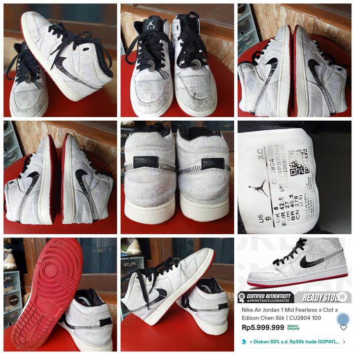 Nike AJ1 Mid Fearless Edison Chen Silk Size 42.5
