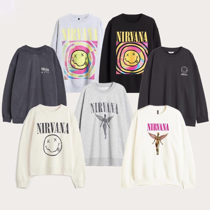 HNM NEW NIRVANA SMILE RAINBOW UTERO CREWNECK SWEATSHIRT SWEATER