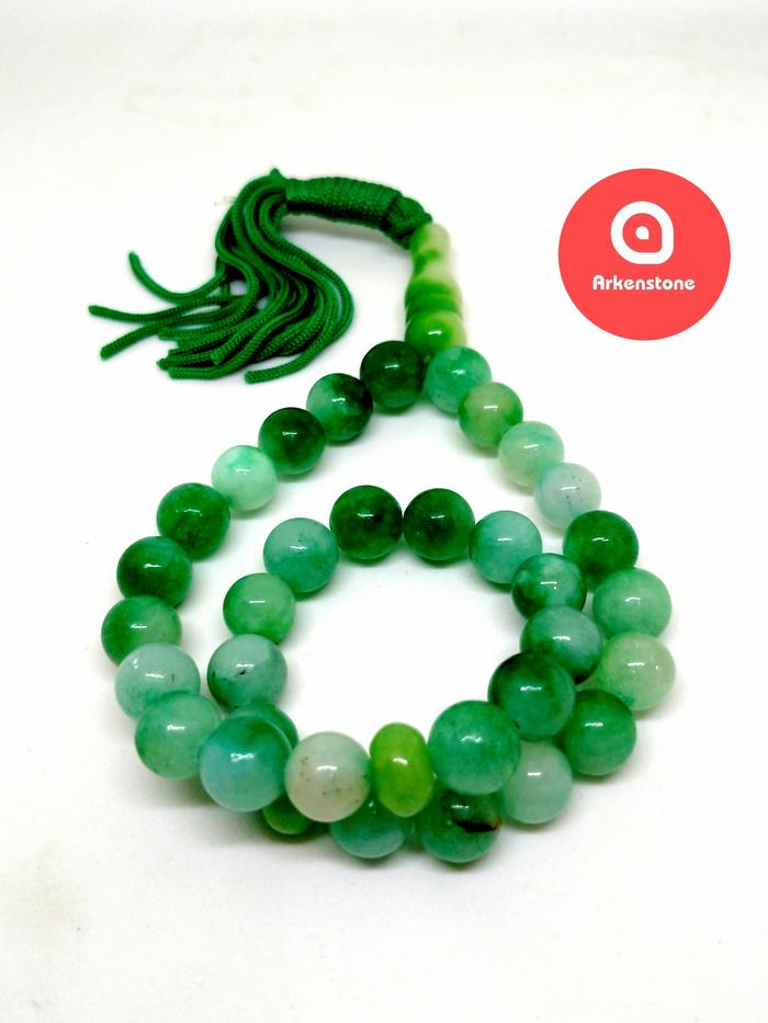 Tasbih Batu Asli Giok Hijau Susu 33 Butir