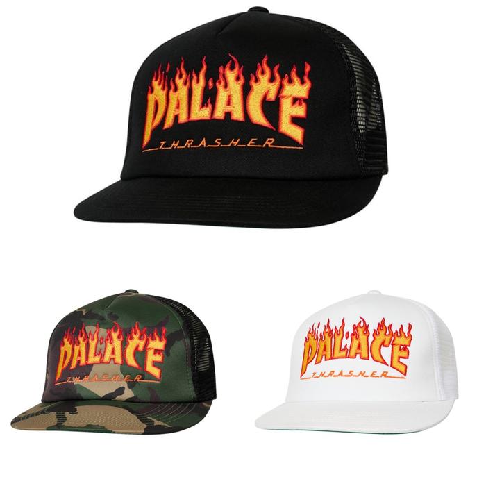 Palace x Thrasher Flame Logo Trucker Cap Hat