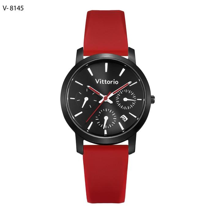 Jam Tangan Wanita Vittorio V-8145 Original Analog Rubber Date Mewah