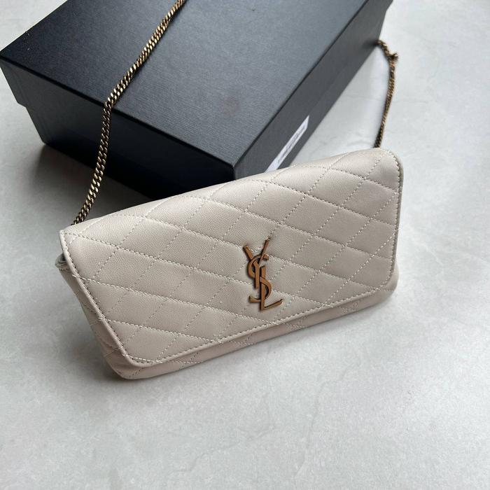 YSL Saint Laurent gaby phone holder bag quilted lambskin blanc vintage
