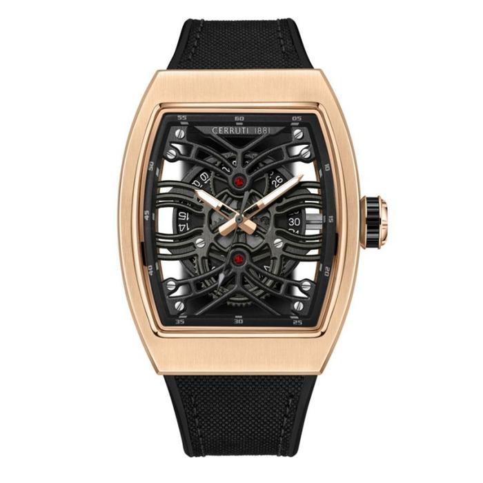 CERRUTI 1881 CIWGN0019503 ROSEGOLD BLACK LEATHER BATERAI Jam Tangan