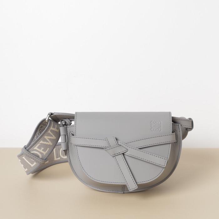 LOEWE Mini Gate Dual Bag in Onyx Blue Soft Calfskin x Jacquard
