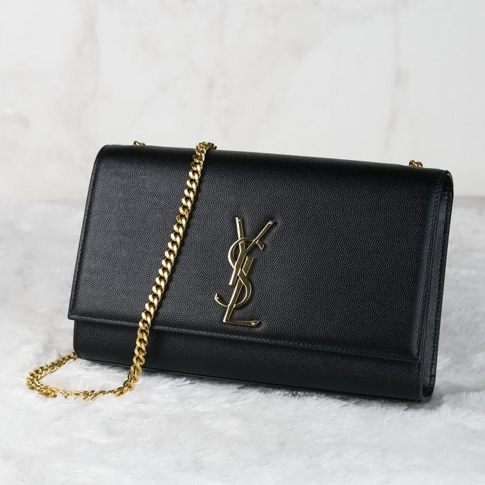 YSL Saint Laurent Kate Medium Shoulder Bag in Black GHW