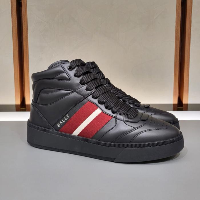 Sepatu sneakers pria bally rebby mid black original with box
