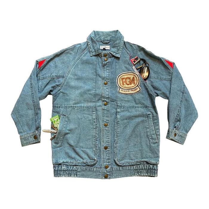 Vtg FGM Design By Pilgrim Pearl Snapp Denim Work Jacket Japan Made